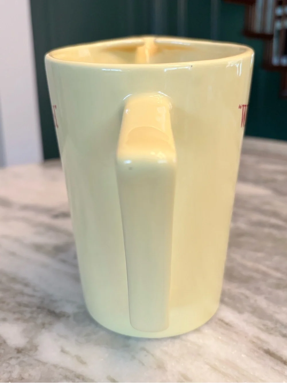 Dewar’s White Label Scotch Whisky yellow ceramic 7” pitcher